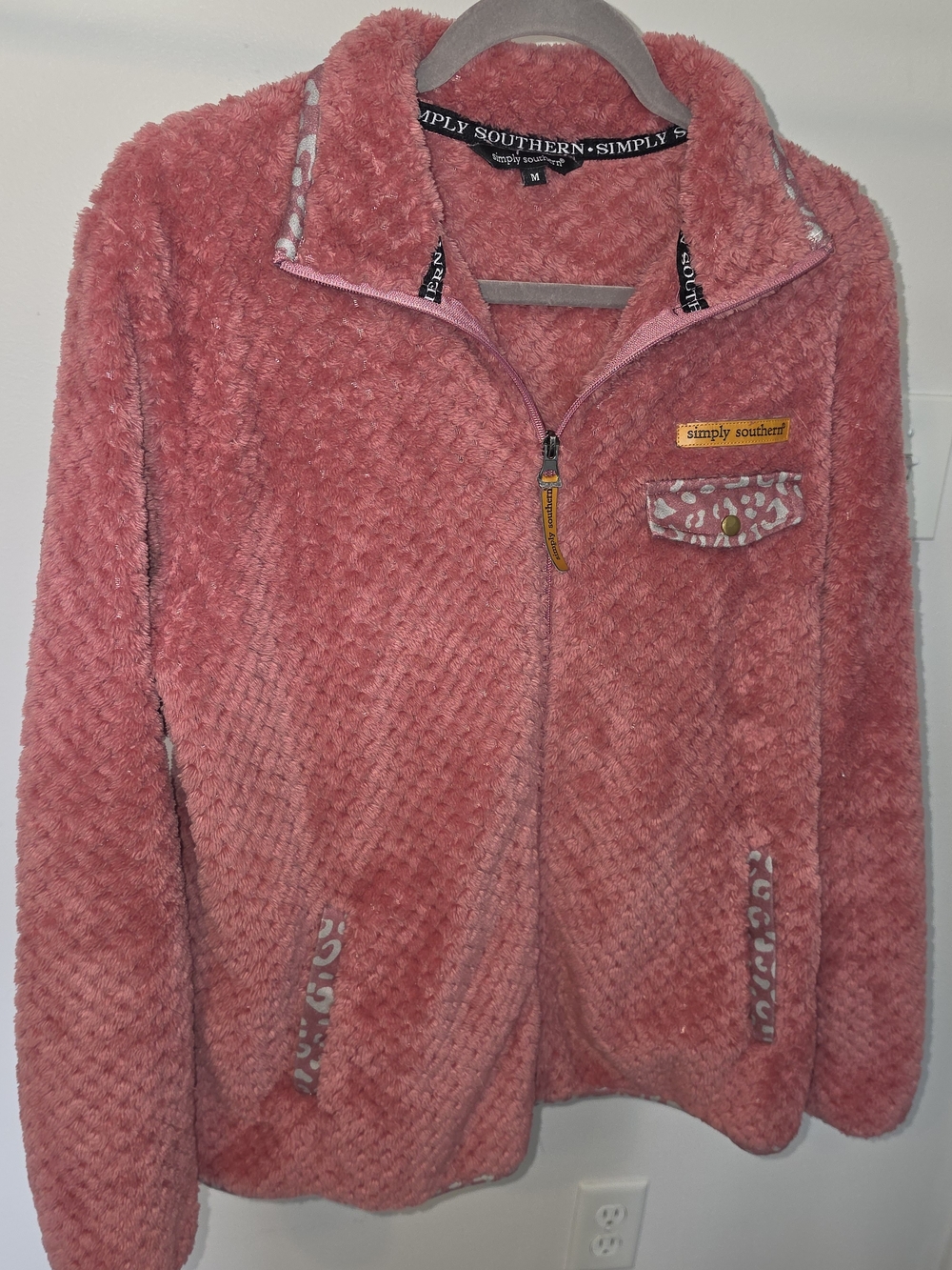 Simply Southern Women's Plush Pink Zip-Up Jacket